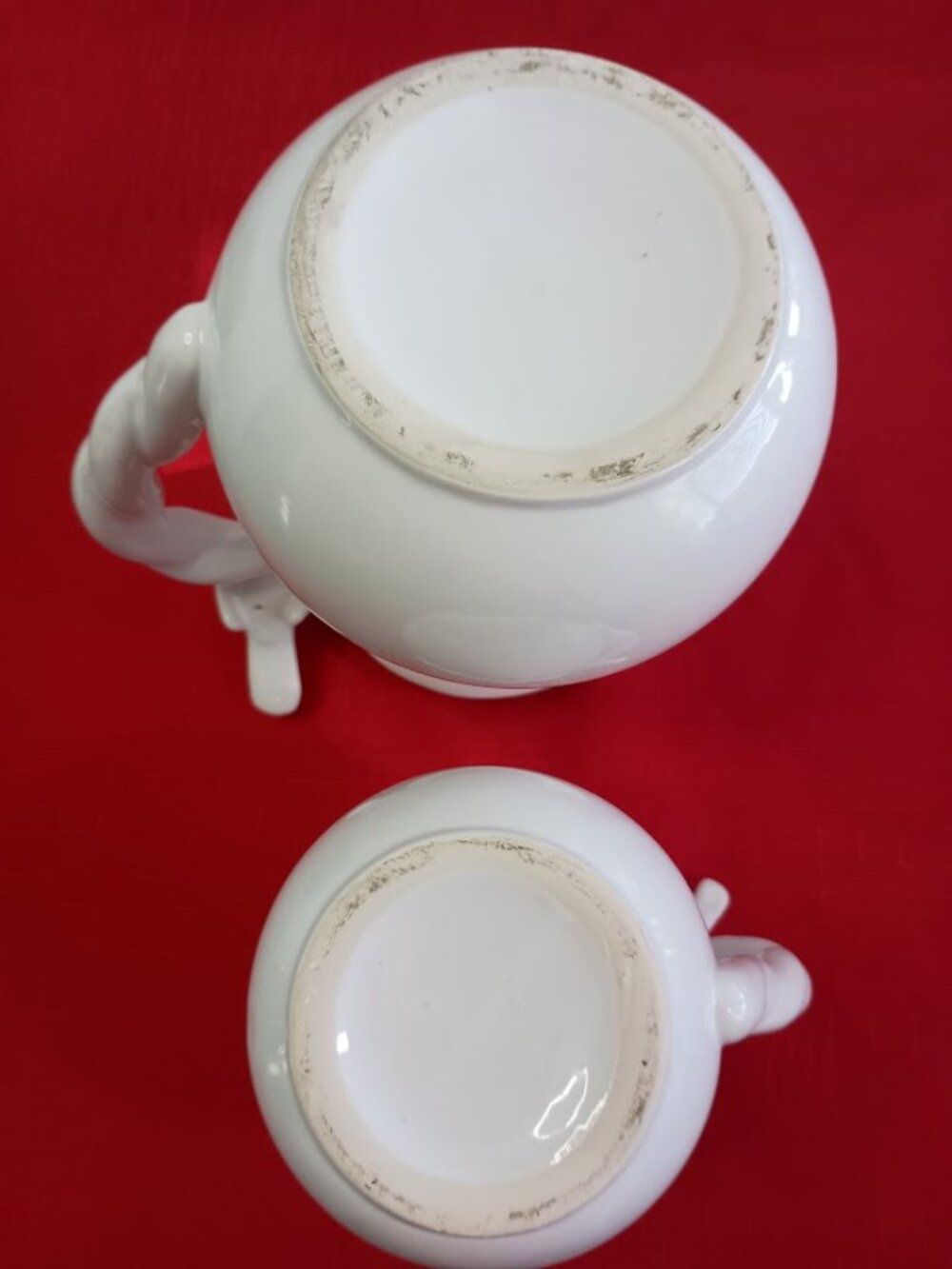 White Ceramic Pitcher Set with Bird Handles - Picture 3 of 5